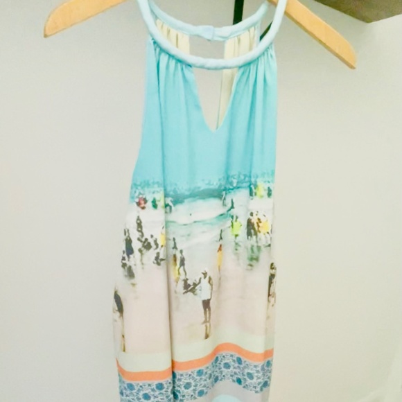 Anthropologie Dream Daily Beach Scene Halter Dress ~ L - Picture 2 of 6
